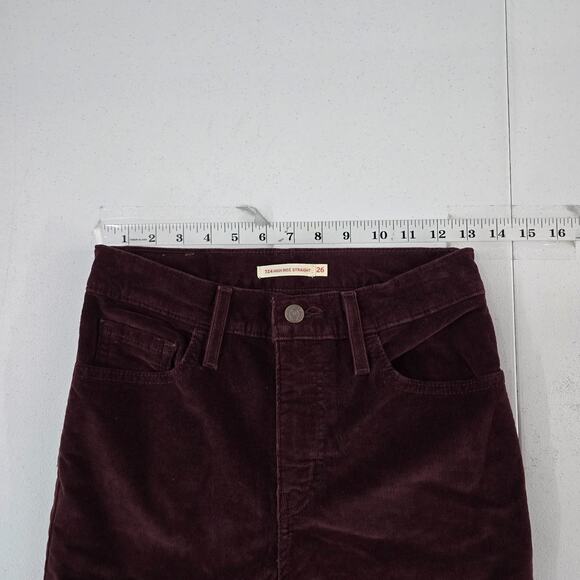 Levi's 724 high rise straight jeans corduroy 26 red womens 6250 - Picture 3 of 11